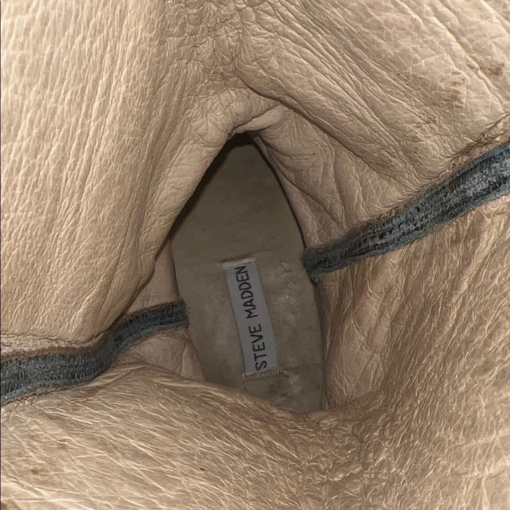 Steve Madden Moss Green Brown Leather Top Stitched Cowboy Boots 10M - Picture 3 of 12